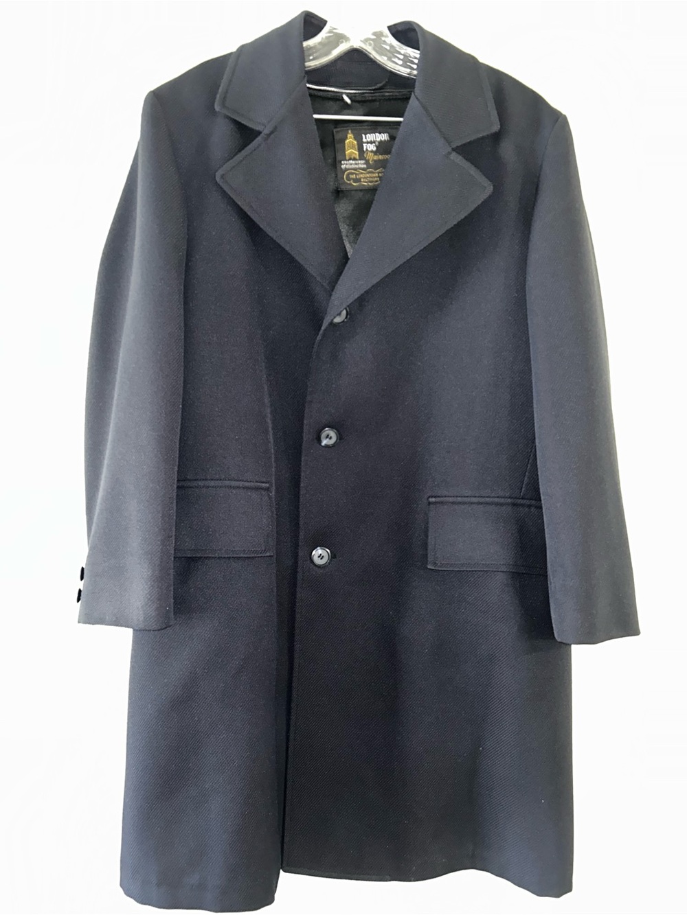 Vintage London Fog Men Navy Pea Coat-Classic 3-Button Maincoats Label "Imaginit"
